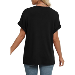 Haut d'été à manches Dolman pour femmes, chemise décontractée à col en V, chemisier ample à manches courtes pour un usage quotidien - Product Image 1