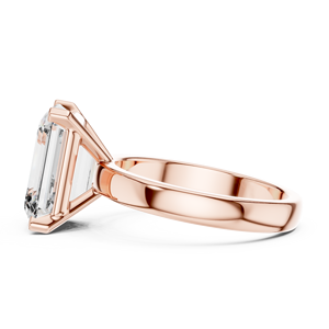 Anillo de compromiso solitario con diamante cultivado en laboratorio de corte esmeralda en oro rosa – Anillo de diamante nupcial clásico minimalista para mujer - Product Image 5