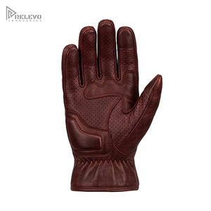Gants de moto en cuir vintage pour homme, gants de conduite en cuir bordeaux matelassés avec fermeture éclair latérale pour motard - Product Image 3