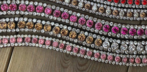 Diadema de cristal caliente para caballo, de 3 filas, hecha a mano, de la mejor calidad, de cuero puro, con cristales personalizados de 3 filas, brillante. - Product Image 2