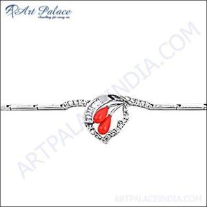 Bracelet manchette cœur corail plaqué argent R Art Palace pour femme, bijoux romantiques, bracelets en alliage, style mariage - Product Image 3