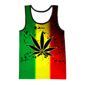 Camiseta sin Mangas con Cuello Redondo, Diseño 3D de Hojas de Hierba, Estampado Digital, Ecológica, de Spandex/Poliéster, Transpirable, de Secado Rápido, Personalizada para Hombre, 160g, Bob Marley - Product Image 2
