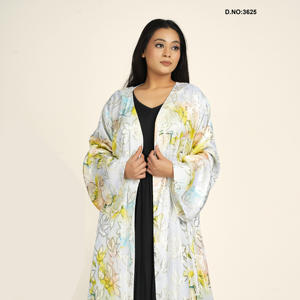 Abaya de Satén Jacquard de Excelente Calidad con Chifón, Elegante, de Manga Larga, para Uso Diario, Disponible a Buen Precio - Product Image 6