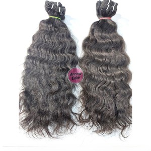 ผมแท้แบบพรีเมียม เกรด Remy  จัดเรียงเส้นผมอย่างดี 100%  แบบดิบธรรมชาติจากวัดอินเดีย  ต่อแบบ Double Weft สีดำธรรมชาติ  แบบลอน - Product Image 4