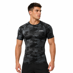 T-shirt de sport camouflage personnalisé pour homme, séchage rapide, compression, entraînement, fitness, musculation, haut de sport à manches courtes - Product Image 4