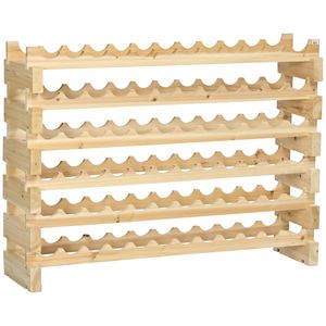 Espositore modulare autoportante da 72 bottiglie impilabile portabottiglie con finitura naturale per la dispensa della cucina o la conservazione della cantina - Product Image 1