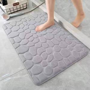 Modern Luxury Navy Blue Rectangle Cotton Bath <b>Mat</b> Eco-Friendly Antibacterial Absorbent Anti-Slip Cotton Backing <b>for</b> <b>Bathroom</b> Use - Product Image 4