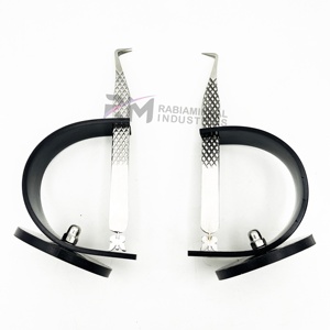 ชุดแหนบต่อขนตา RMI รุ่นใหม่ สีเงินด้าน สแตนเลสสตีล คุณภาพสูง ด้ามจับเพชร พร้อมโลโก้  ใช้งานได้ยาวนาน - Product Image 1
