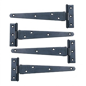 Bisagras de hierro fundido negras antiguas con diseño de flor de lis, bisagras de correa en T con recubrimiento en polvo resistentes al óxido para puertas de madera, venta al por mayor - Product Image 6