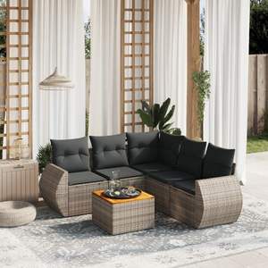 Ensemble de canapé de jardin en rotin PE gris modulaire avec housses amovibles, meubles d'extérieur pratiquement portables - Product Image 1