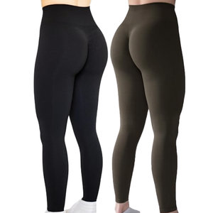 Custom Color Block Seamless High Waist <b>Booty</b> Yoga <b>Leggings</b> Hidden Scrunch Butt Lifting <b>Leggings</b> for Women - Product Image 1
