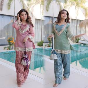 Ensemble de costume en soie ethnique, Salwar Kameez traditionnel indien avec Batva, prêt à porter, collection pour mariage et fêtes, au meilleur prix - Product Image 2