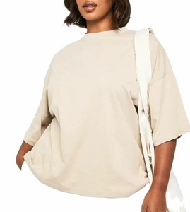 เสื้อยืดเจอร์ซีย์ทรงหลวม ดีไซน์ล่าสุด ผ้าฝ้ายโพลีเอสเตอร์ 100% แขนเสื้อแบบดรอปไหล่ สีพื้น แห้งเร็ว ระบายอากาศได้ดี สวมใส่สบาย รับผลิตแบบ OEM - Product Image 1