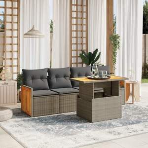 Adjustable Armrest 6 Piece <b>Grey</b> Pe <b>Rattan</b> <b>Garden</b> Sofa Set With Durable Features Model D0100XF4QT2 - Product Image 1