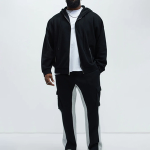 Sudadera con capucha y cremallera de diseño OEM para hombre, personalizada con logo, talla a medida, sudadera con capucha y cremallera parcial, sudaderas con capucha y cremallera parcial al por mayor - Product Image 2