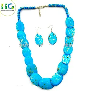 2021 Màu Xanh Handmade Đính Cườm Vòng Cổ Trang Sức Xương