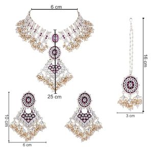 Parure de bijoux ethniques tendance en alliage plaqué or avec collier et boucles d'oreilles ornés de pierres de zircon, design géométrique pour femme, idéale pour les soirées - Product Image 6