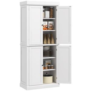 72-Inch White Freestanding <b>Kitchen</b> Cabinet with Doors and <b>Shelves</b> Pantry Storage Cabinet <b>for</b> Food Storage - Product Image 1