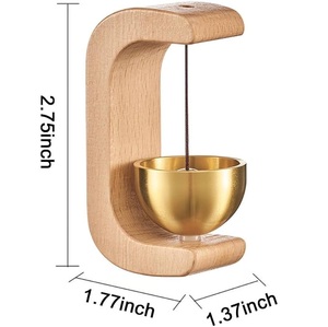 Timbre de puerta de madera maciza con acabado en latón, estilo minimalista, hecho en India, decoración moderna para el hogar, regalo para diversas ocasiones - Product Image 4