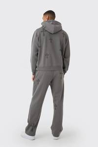 Ensemble survêtement décontracté homme en molleton de coton avec impression personnalisée OEM, comprenant un sweat à capuche et un pantalon de jogging, style streetwear délavé - Product Image 2