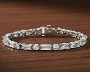 Luxury Mixed Cut Moissanite Tennis Bracelet <b>Iced</b> <b>Out</b> Hip Hop Jewellery VVS Diamond Look White Gold Shine <b>Chain</b> - Product Image 2