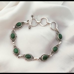 Pulsera de Plata de Ley Hecha a Mano con Malaquita Verde, Joyería de Piedras Preciosas Naturales, Regalo para Mujeres y Hombres - Product Image 3