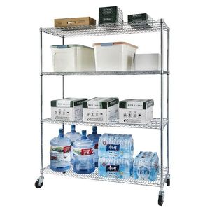 Adjustable 4 Tier Steel <b>Wire</b> Shelving <b>Rack</b> with 4\" Wheels Storage <b>Racks</b> & Shelving Units - Product Image 3