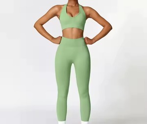 Conjuntos de Yoga de Cintura Alta a la Moda 2026, Conjuntos Deportivos de 2 Piezas para Mujer, Transpirables, Antibacterianos, de Spandex/Nailon, para Gimnasio - Product Image 1
