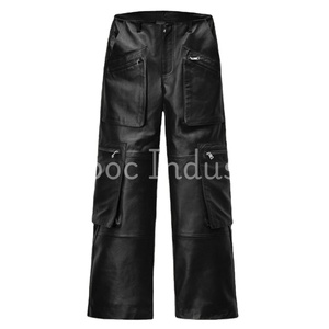 Palazzo Pants for Ladies New Cargo Pant Style Genuine Nappa Leather Flared Pants for Girl <b>Trouser</b> - Product Image 1