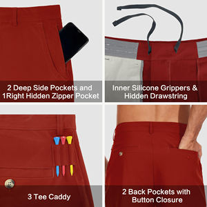 Shorts de golf décontractés pour hommes, personnalisés OEM, séchage rapide, respirants, taille élastique, longueur genou, en tissu tricoté, coupe classique, extensibles - Product Image 5