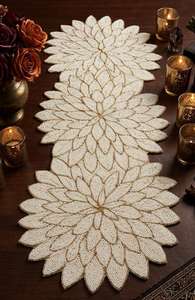 Ali Fashion Art AFA01 Handmade Luxury Oriental Fabric <b>Table</b> <b>Runner</b> Irregular Shape Red <b>Gold</b> Embroidered Eco-Friendly 5mm Mat - Product Image 2