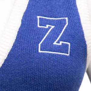 Chaleco Azul de Punto con Bordado de Letras Griegas de Zeta Phi Beta para Mujer, Estilo Casual y Preppy con Botones - Product Image 3