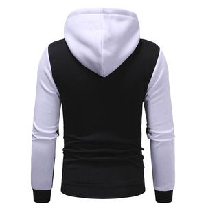 Sweat-shirt à capuche zippé en molleton noir et bleu pour homme, manches raglan, veste décontractée à capuche, vêtements d'automne - Product Image 4