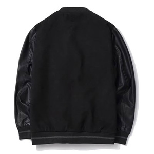 Veste universitaire en laine noire de qualité supérieure avec manches en similicuir noir, doublure matelassée, vêtements d'extérieur personnalisés OEM - Product Image 2