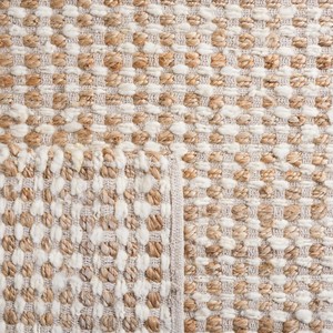 Tapis en jute géométrique scandinave, rectangulaire, tissage plat, fibre naturelle, antidérapant, tapis de salon - Product Image 3