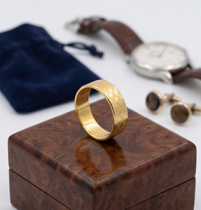 DIVYORO - Correa clásica con diseño de diamantes chapada en oro de 22 quilates para hombre - Product Image 3