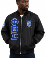 Veste de fraternité Phi Beta Sigma pour homme, veste bomber noire zippée, décontractée, avec lettres grecques brodées