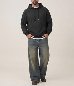 Sweat à capuche en molleton épais pour homme avec poche kangourou, cordon de serrage réglable, poignets côtelés, coupe décontractée, streetwear - Product Image 4
