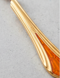 <b>Gold</b> Plated Tea Spoons Set With Colorful Enamel Handles <b>Long</b> Handle Durable Flatware Glam Design <b>Mirror</b> Polish For Hotel Use - Product Image 2