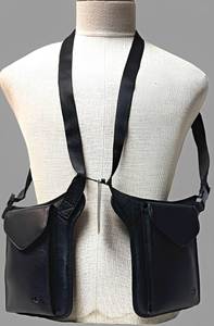 FAZMAX <b>Black</b> Oxford Tactical Harness Bag Unisex Shoulder Sling <b>Backpack</b> Genuine <b>Leather</b> Lining Zipper Detachable Strap - Product Image 3