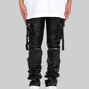 Pantalon en cuir de vachette sur mesure à prix de gros pour hommes – Pantalon décontracté en cuir de vachette véritable pour hommes, le plus vendu - Product Image 1