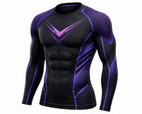 Kaos Rash Guard Pria Lengan Panjang O-Neck Custom Print Logo Depan Anti-UV Ramah Lingkungan Spandex Cepat Kering Bernapas Sporty