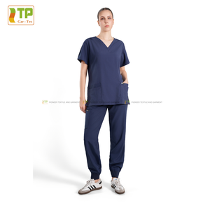 Uniformes hospitalarios de mujer listos para entrega, venta al por mayor de poliéster Spandex, diseño de Jogger, uniformes hospitalarios hechos de Vietnam - Product Image 6