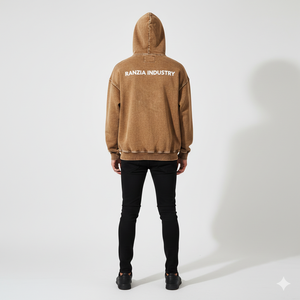 Sudadera con capucha pesada para hombre RANZIA OEM ODM personalizada, con cremallera, lavado ácido, efecto desgastado, corte y costura, pedrería, impresión DTG - Product Image 5