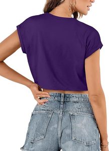 Women's Casual Short Sleeve Round Neck Solid Color Knitted Shirt Soft Fabric Everyday Wear - Product Image 2