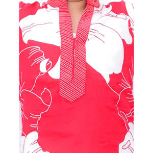 Conjunto de Kurti y Dhoti de Algodón con Estampado de Margaritas Rojas y Blancas para Fiestas de Niñas - Product Image 3