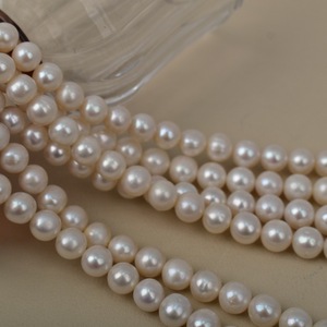 Perles d'eau douce naturelles presque rondes de 9-10 mm, perles en vrac faites à la main pour collier DIY, chaîne pour mère - Product Image 3