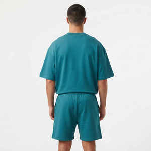 Pullover Men's Custom LOGO Tracksuit Men's T Shirt and Short OEM Custom Men's Cotton Short <b>Set</b> Breathable Gym <b>Twin</b> <b>Set</b> - Product Image 5