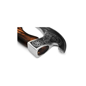 Cuchillo para Pizza Curvo de Acero Inoxidable Grabado con Diseño de Barba, Mango Ergonómico de Madera, Funda de Cuero, Personalizable OEM, ¡Venta Caliente! - Product Image 3
