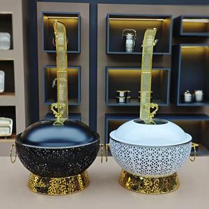 Stainless Steel Buffet Display Stand Double Layer Pastry Server with Roll Top Acrylic Cover for Deli <b>Bakery</b> Cafe - Product Image 1